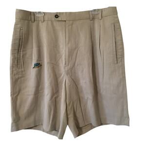 Cutter & Buck Zap Beige Pleated Shorts 40 T Belt Loops 4 Pocket